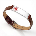 Audrina Medical Brown Leather Adjustable Bracelet